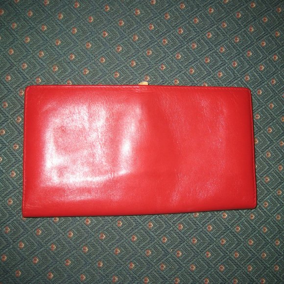 ❤️Amazing PLYMOUTH Red Leather Gold Horsebit Clutch ID Bill Fold Wallet - Picture 9 of 12
